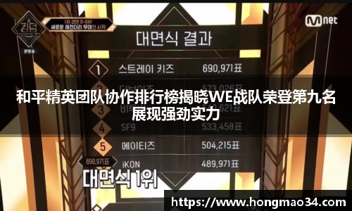 和平精英团队协作排行榜揭晓WE战队荣登第九名展现强劲实力
